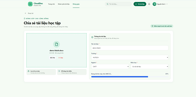 Upload in progress from browser to S3