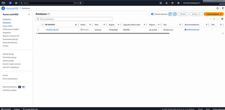 RDS PostgreSQL instance for document metadata