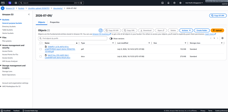 Uploaded object visible in S3